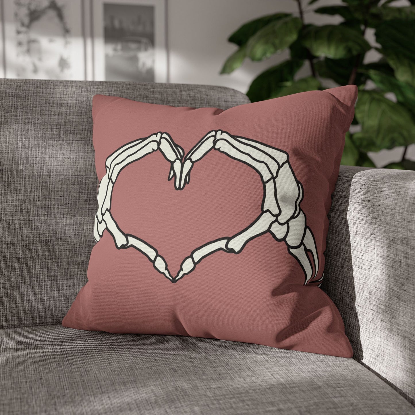 Skeleton Heart Hands - Halloween Pillow Cover