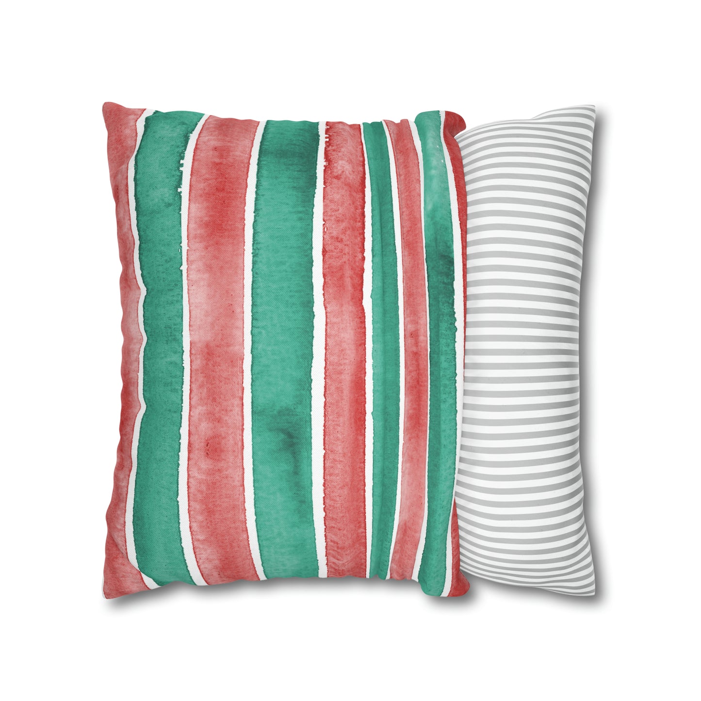 Watercolor Stripes Christmas Pillow Cover