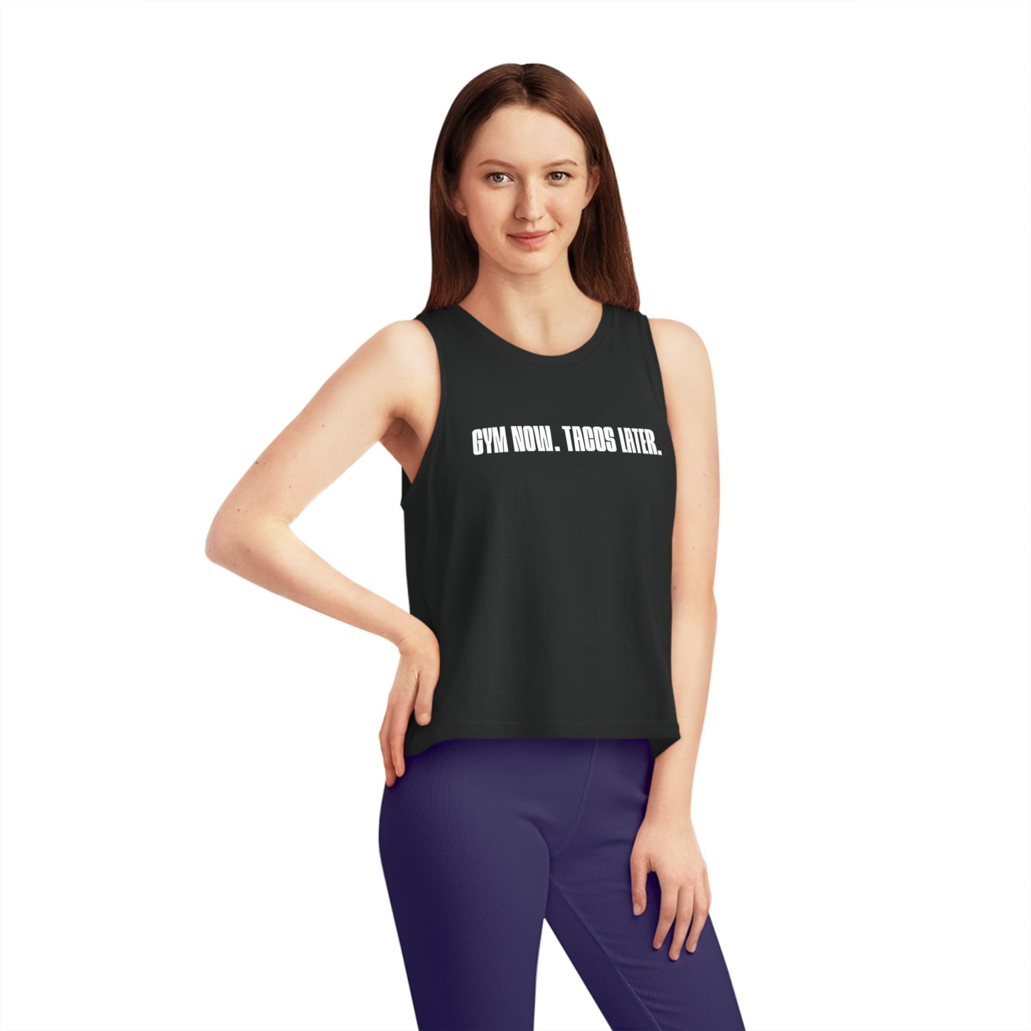 "Gym Now. Tacos Later." - Women's Cropped Tank Top
