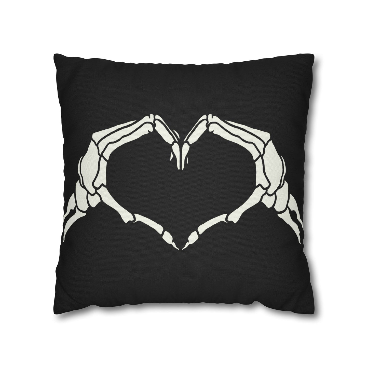 Skeleton Heart Hands, Black - Halloween Pillow Cover