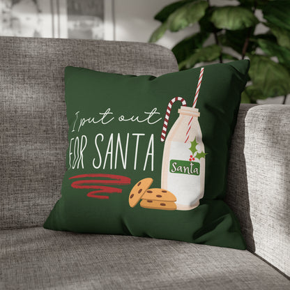 "I Put Out for Santa" Christmas Pillow Cover, Green