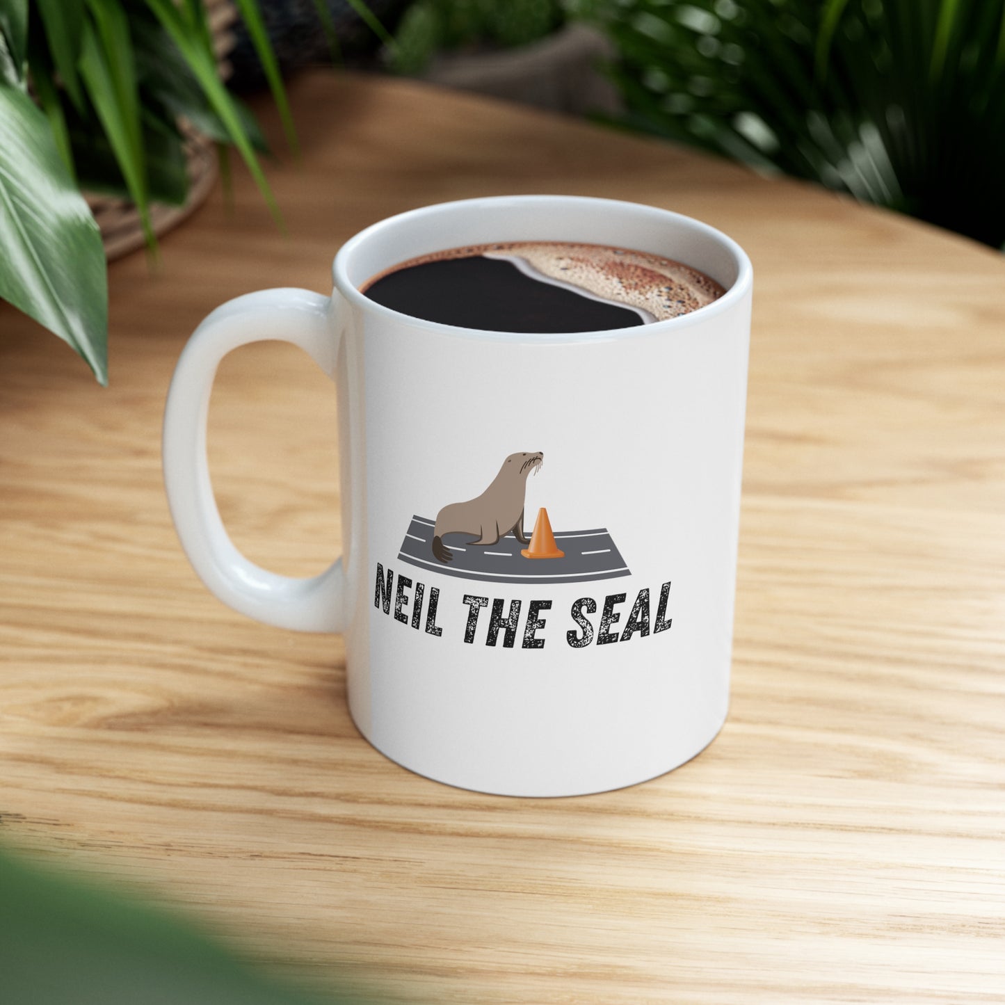 funny neil the seal mug