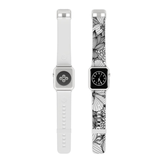 black and white floral apple watch band