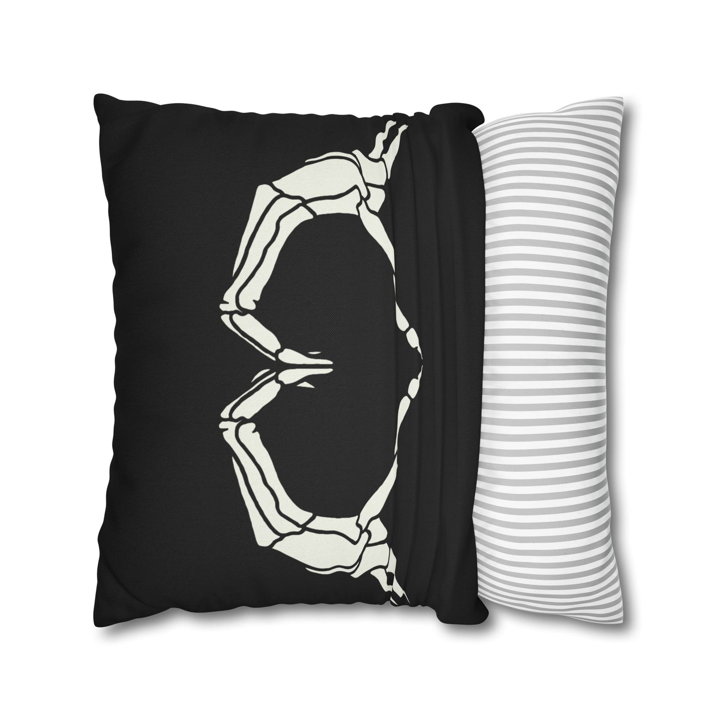 Skeleton Heart Hands, Black - Halloween Pillow Cover