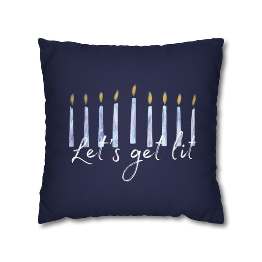let's get lit hanukkah couch pillow