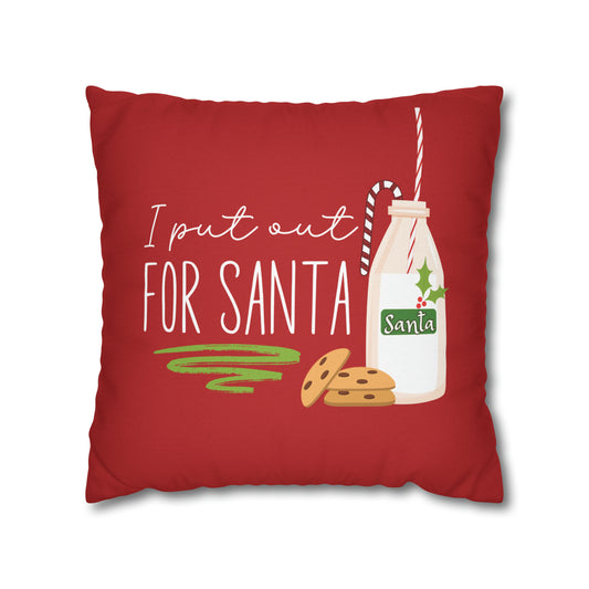 "I Put Out for Santa" Christmas Pillow Cover, Red