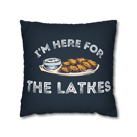 I'm here for the latkes hanukkah couch pillow