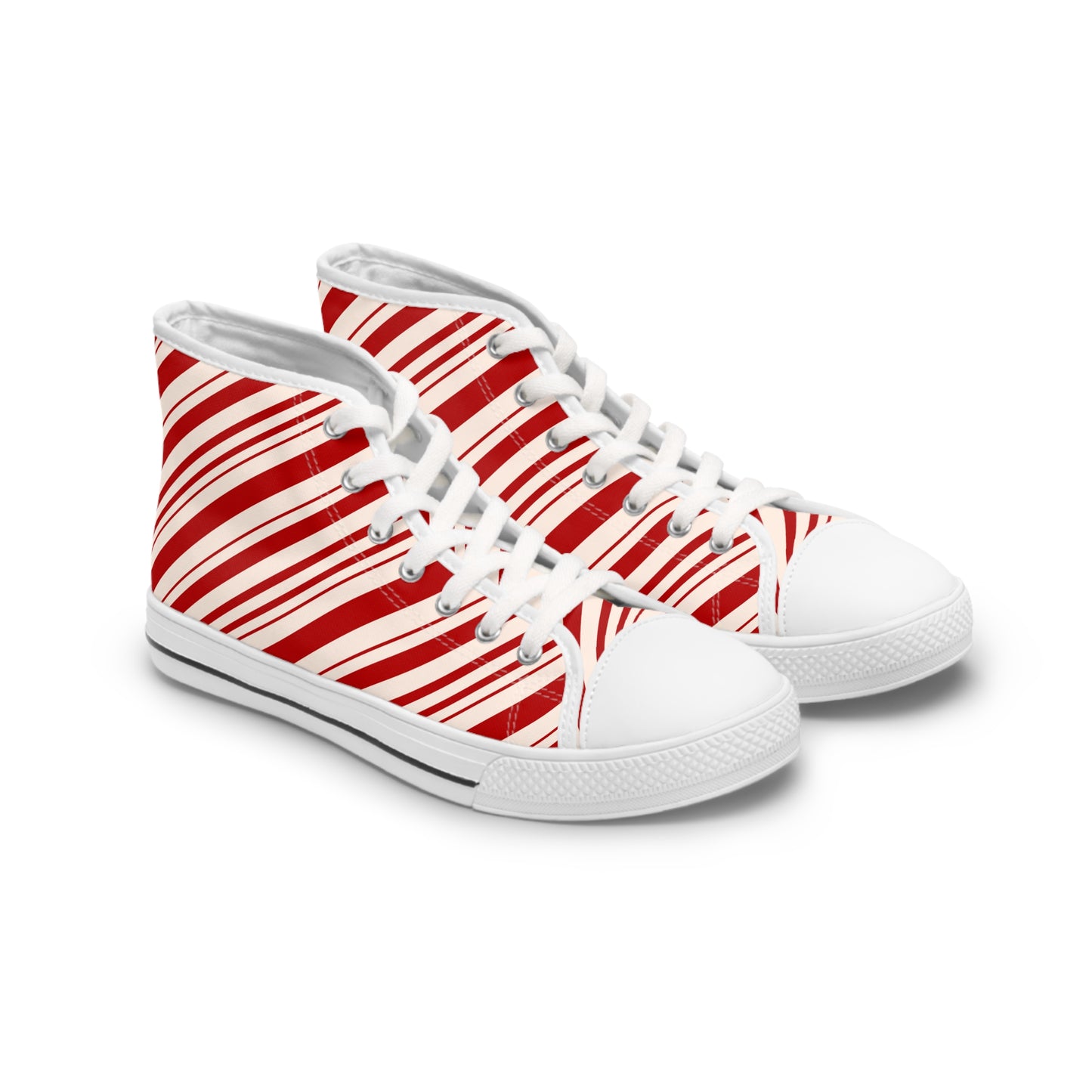 candy cane pattern women's high top christmas sneakers