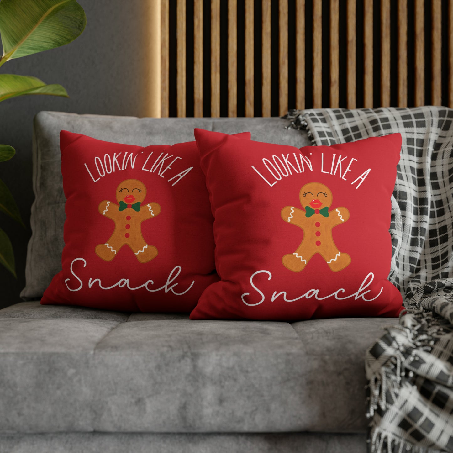 "Lookin' Like a Snack" Christmas Pillow Cover, Red