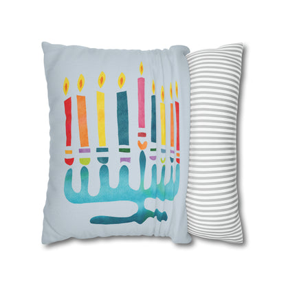 Watercolor Menorah Hanukkah Pillow Cover