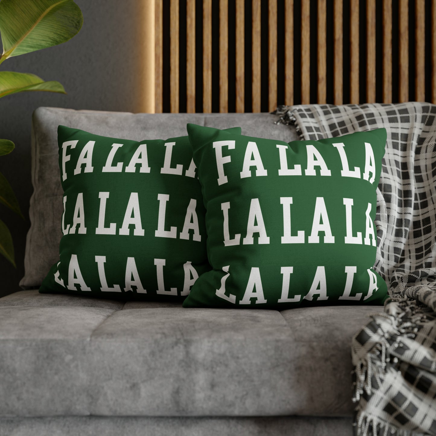 "Fa La La" Christmas Pillow Cover, Green