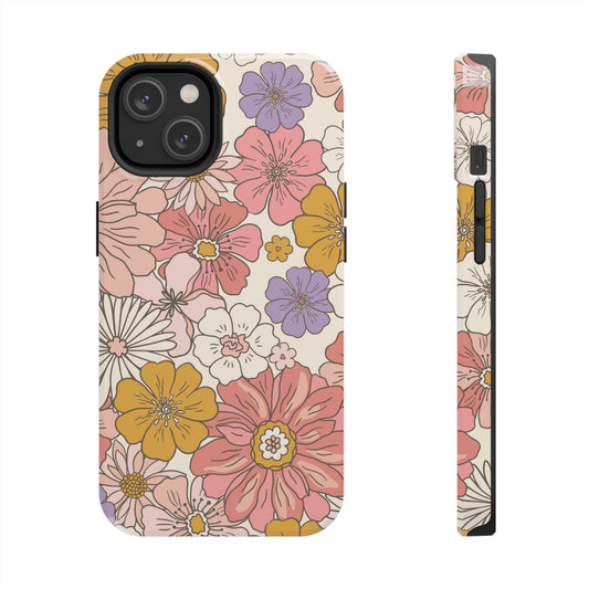 pretty in pink floral phone case with a retro style