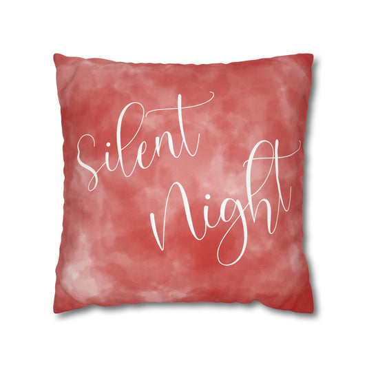 Watercolor Silent Night Christmas Pillow Cover, Red