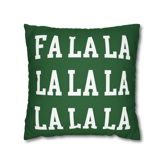 "Fa La La" Christmas Pillow Cover, Green