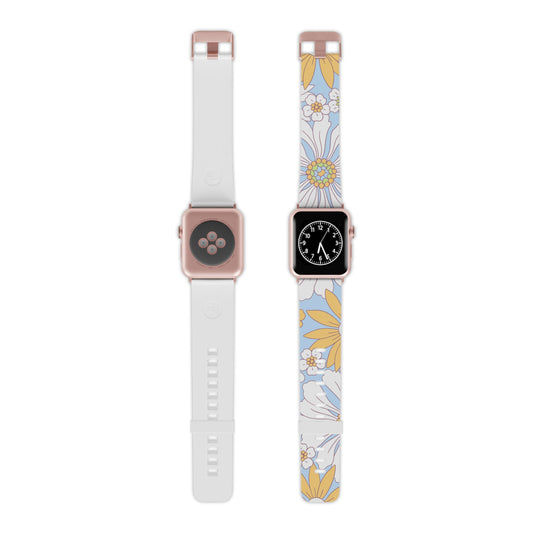 Blue-White-Yellow Floral Apple Watch Band
