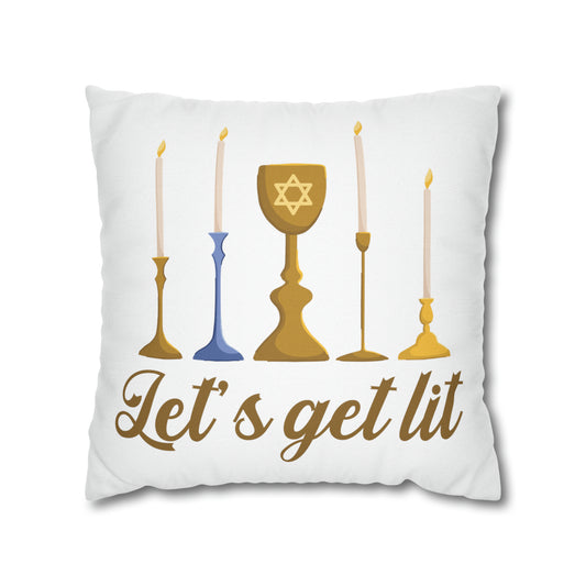 "Let's Get Lit" Hanukkah Pillow Cover