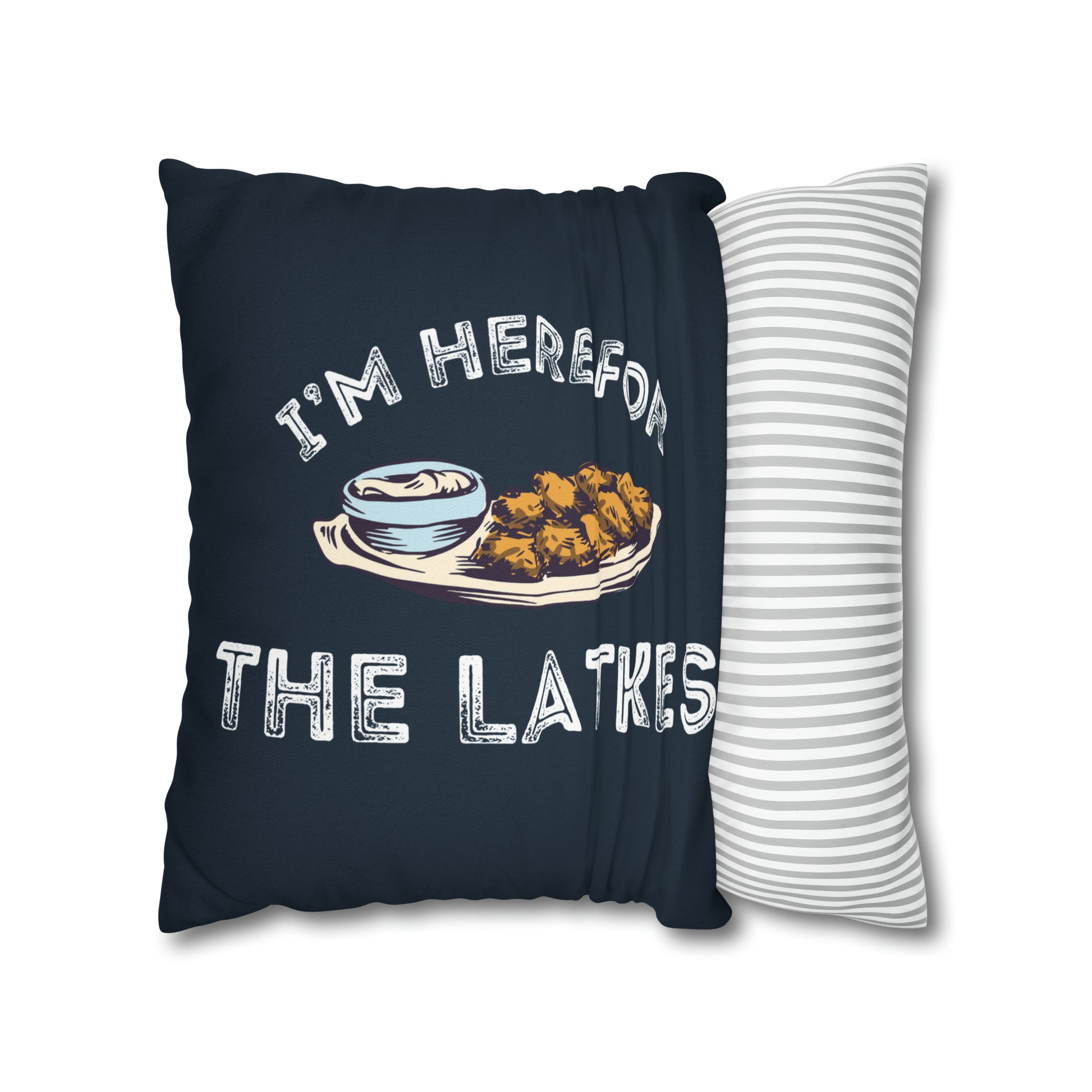 I'm here for the latkes hanukkah couch pillow cover