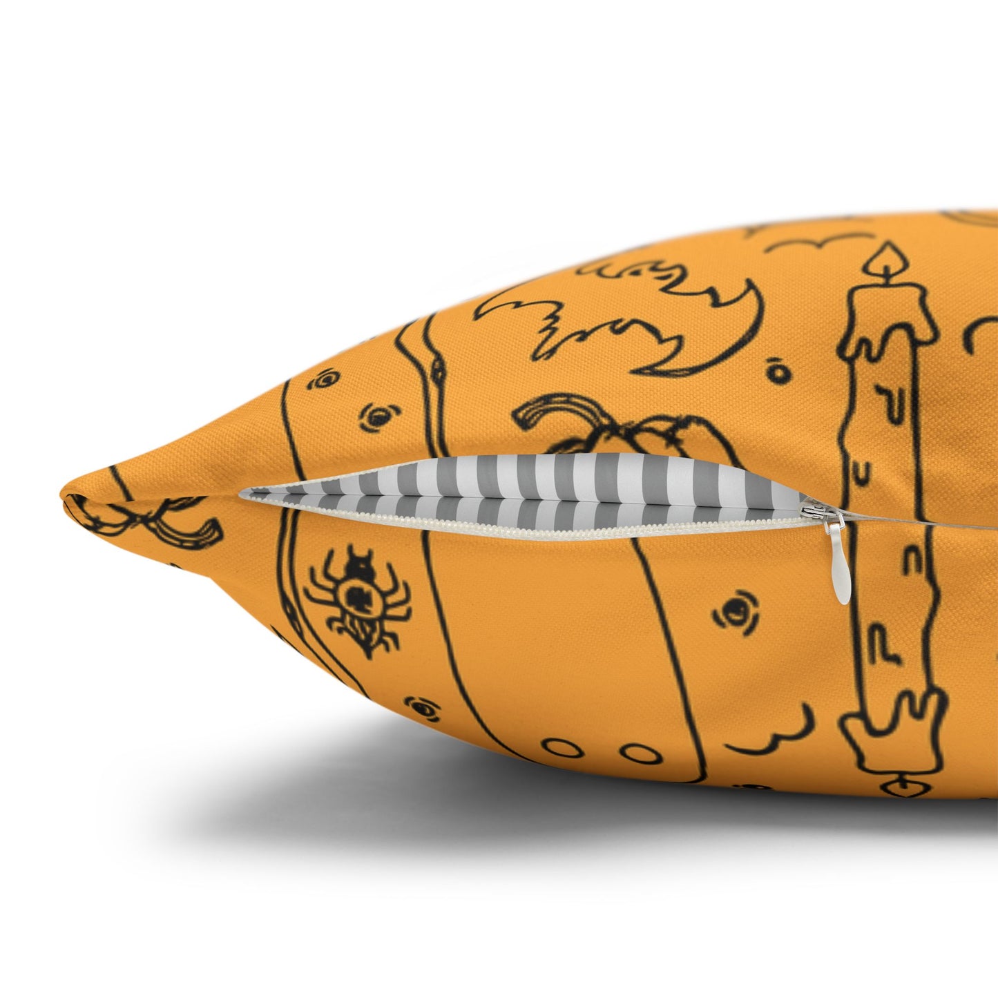 Sketchy Halloween, Orange - Halloween Pillow Cover
