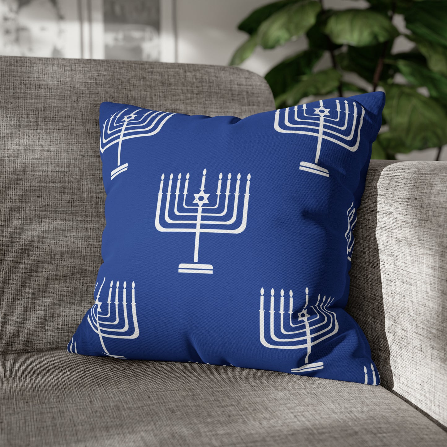 Menorah Pattern Hanukkah Pillow Cover
