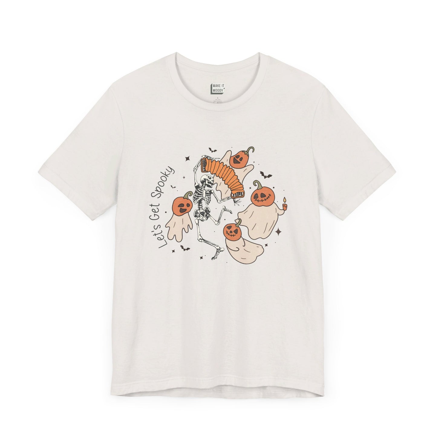cute retro style halloween t-shirt with the saying let's get spooky