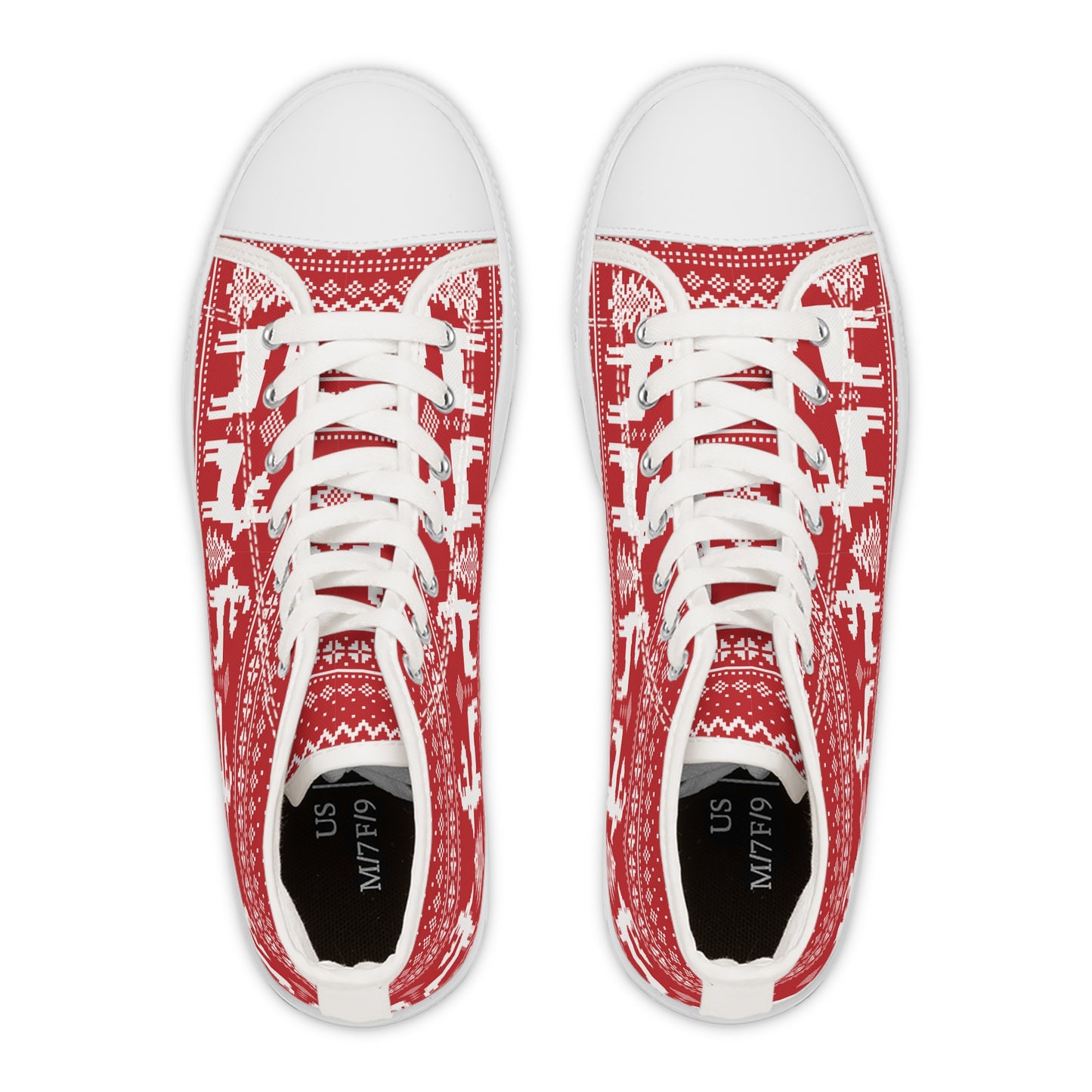 Reindeer Sweater - Women's High Top Christmas Sneakers