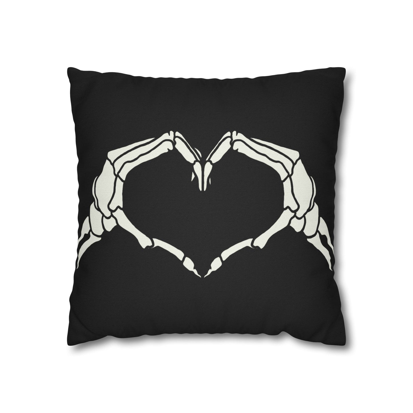 Skeleton Heart Hands, Black - Halloween Pillow Cover