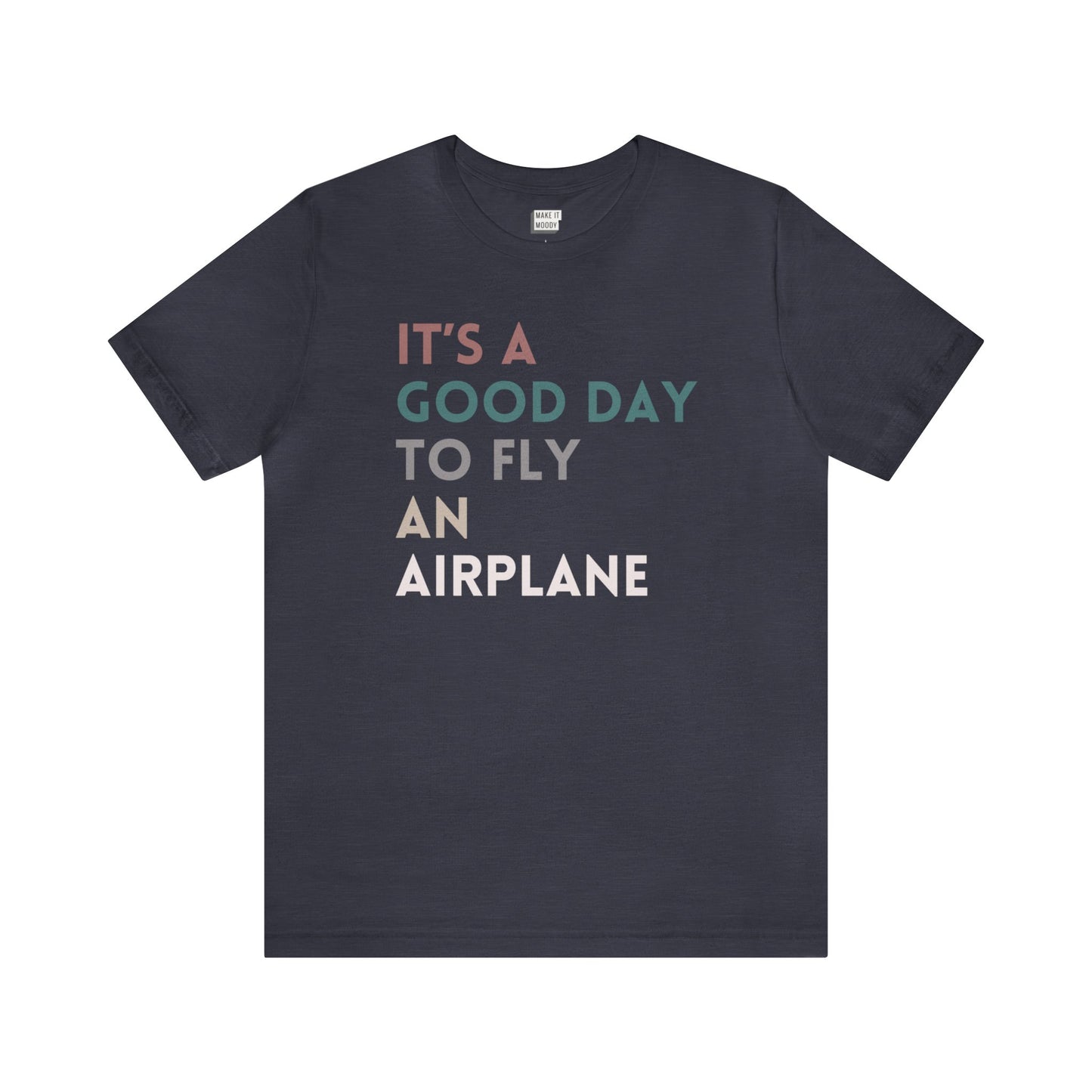 funny pilot t shirt, heather midnight navy