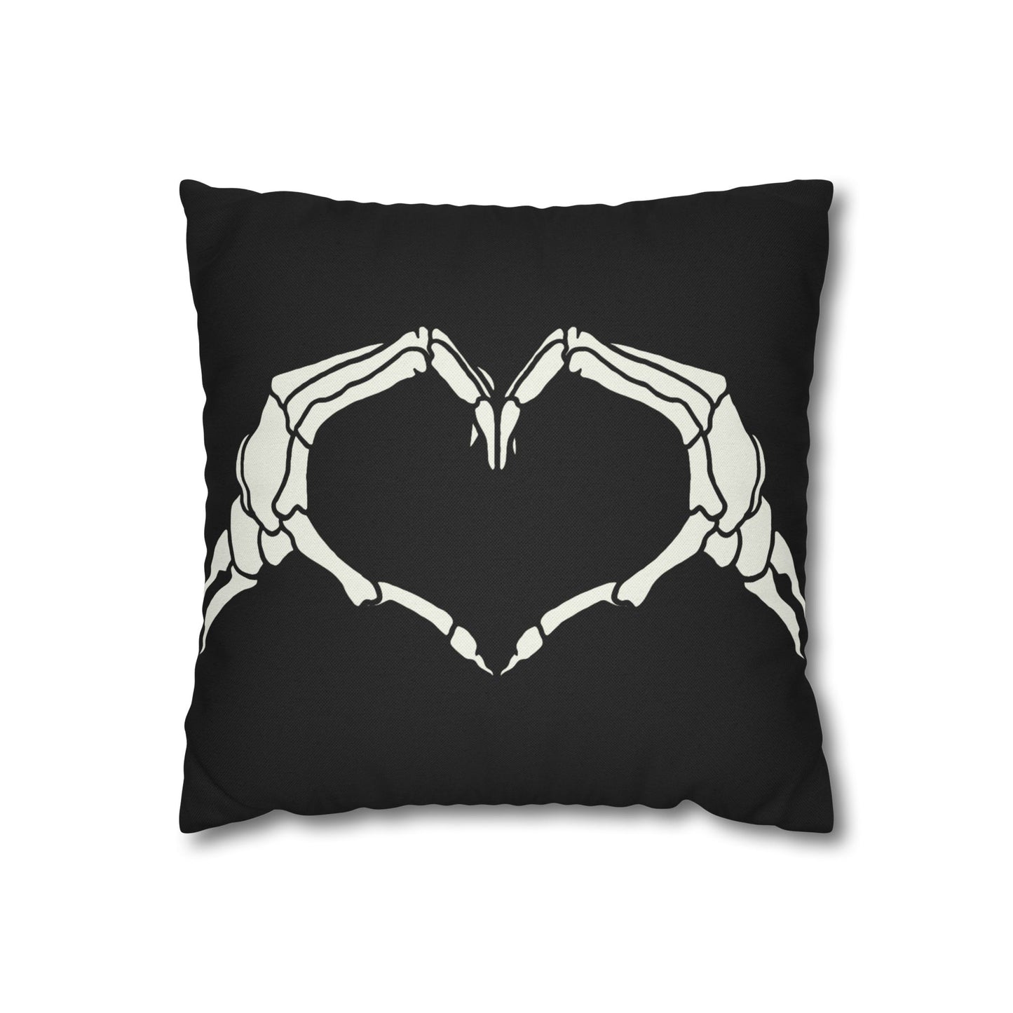 Skeleton Heart Hands, Black - Halloween Pillow Cover