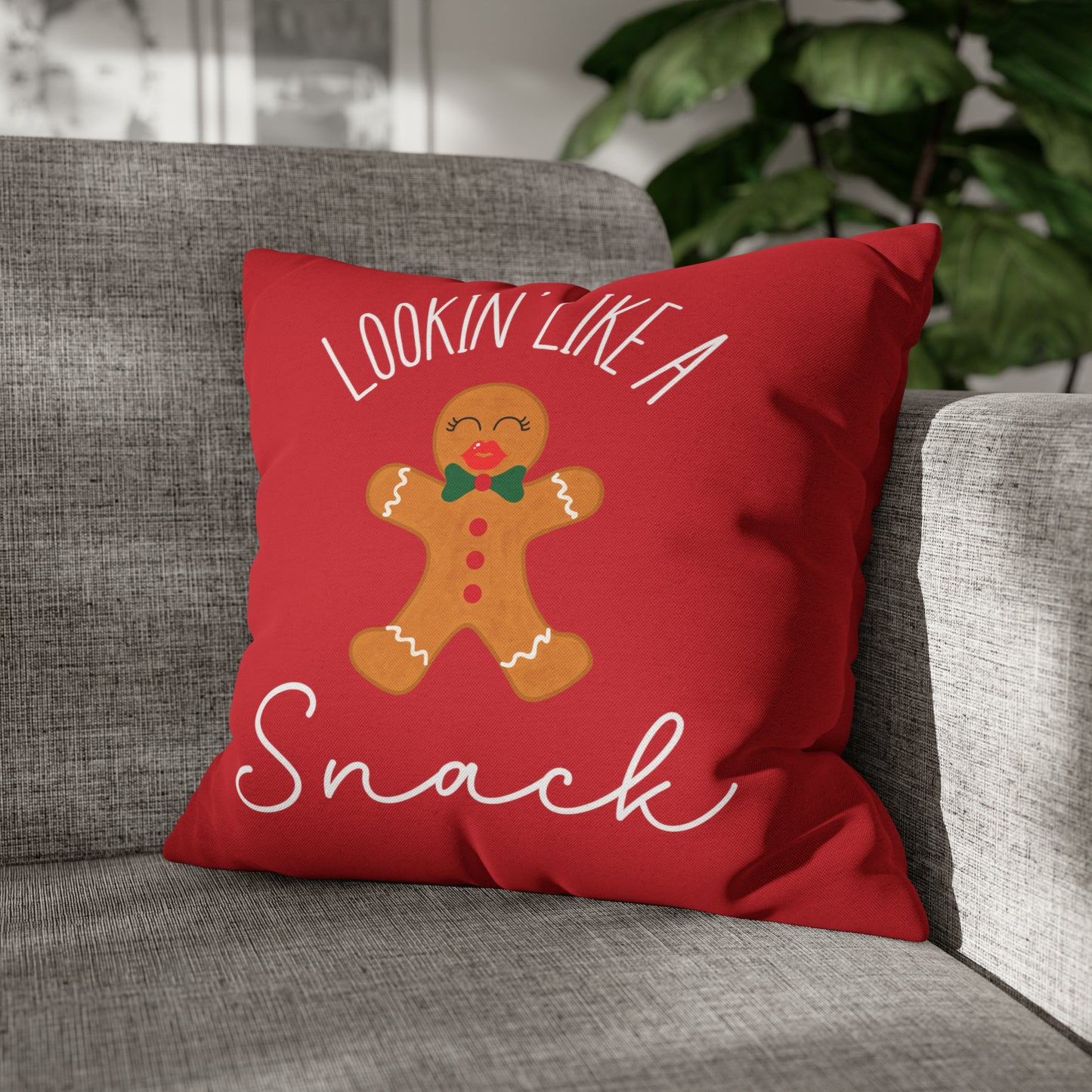 "Lookin' Like a Snack" Christmas Pillow Cover, Red