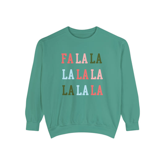 "Fa La La" Christmas Crewneck Sweatshirt (Comfort Colors)