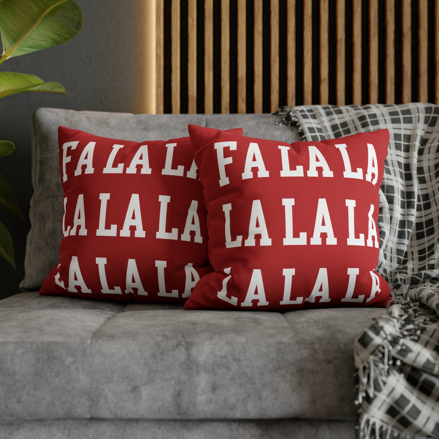 "Fa La La" Christmas Pillow Cover, Red