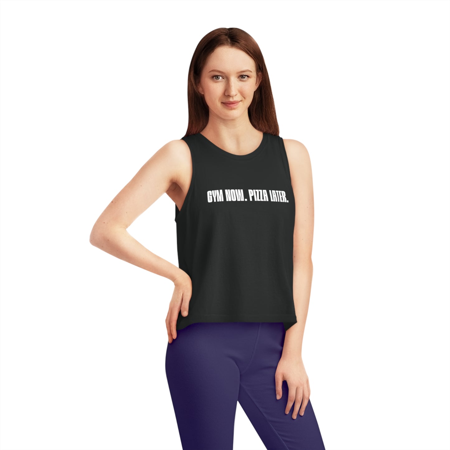 "Gym Now. Pizza Later." - Women's Cropped Tank Top