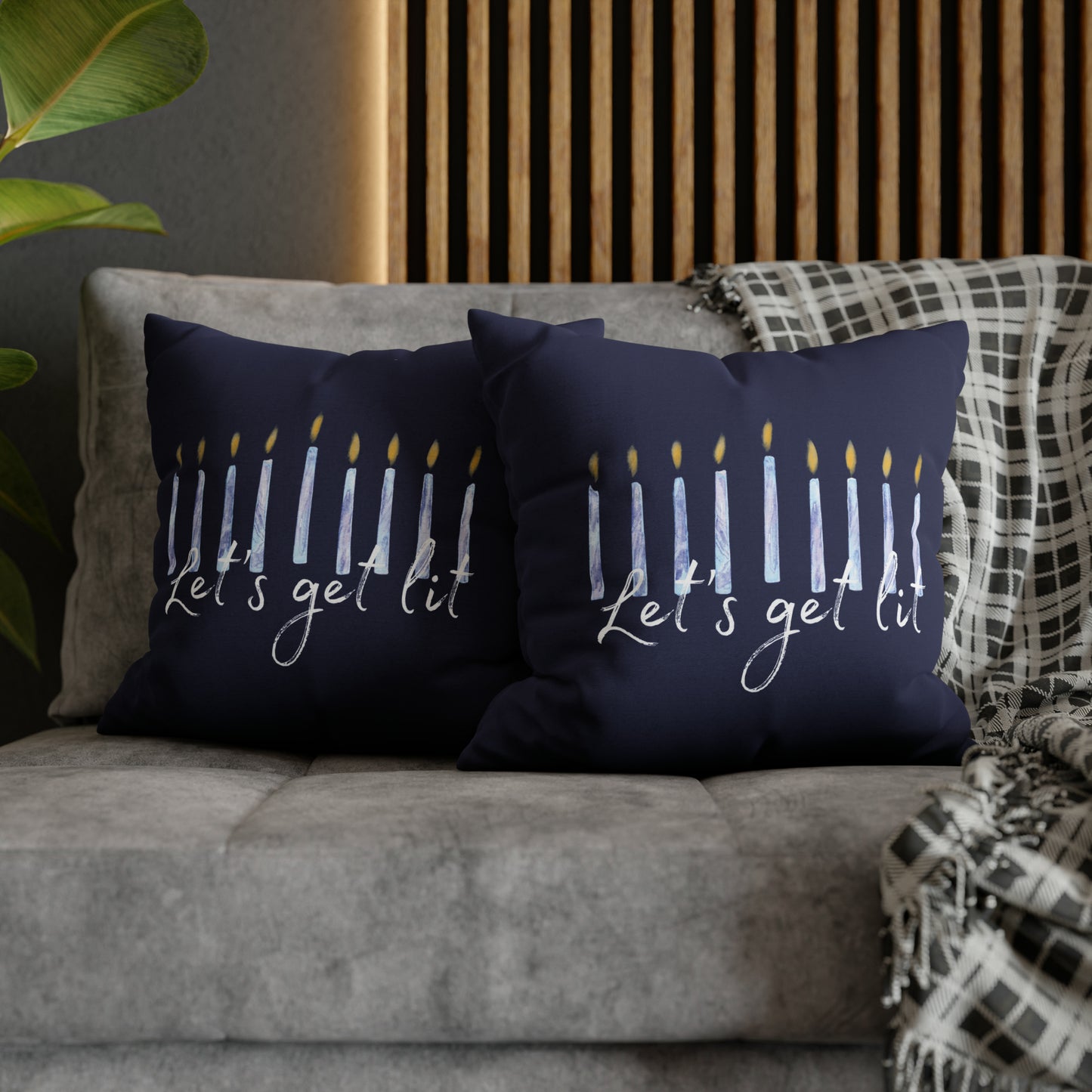 let's get lit hanukkah couch throw pillow covers