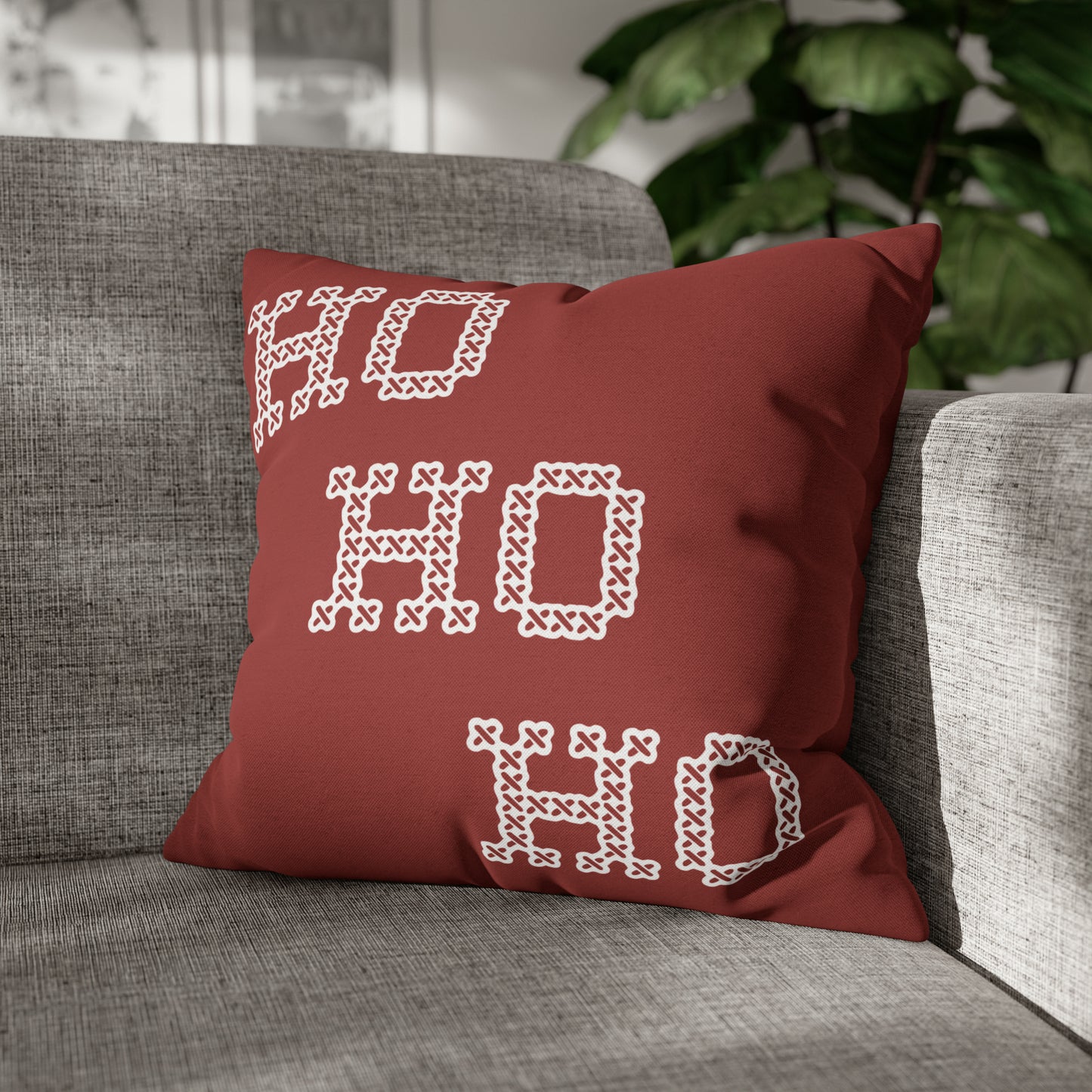 "Ho Ho Ho" Christmas Pillow Cover, Red