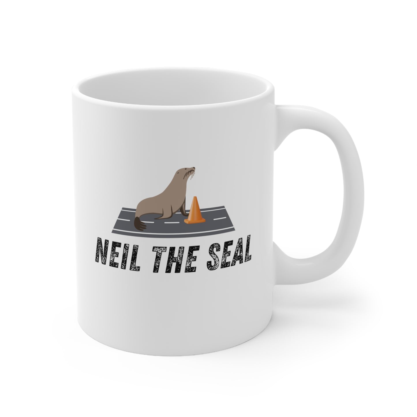 funny neil the seal mug