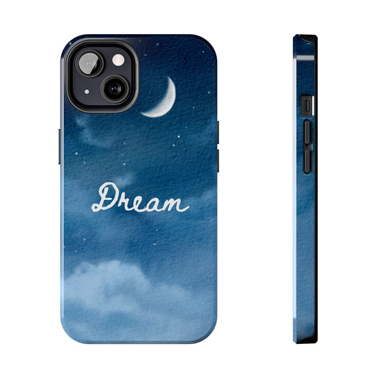 picture of a phone case that says "dream" against a beautiful night sky