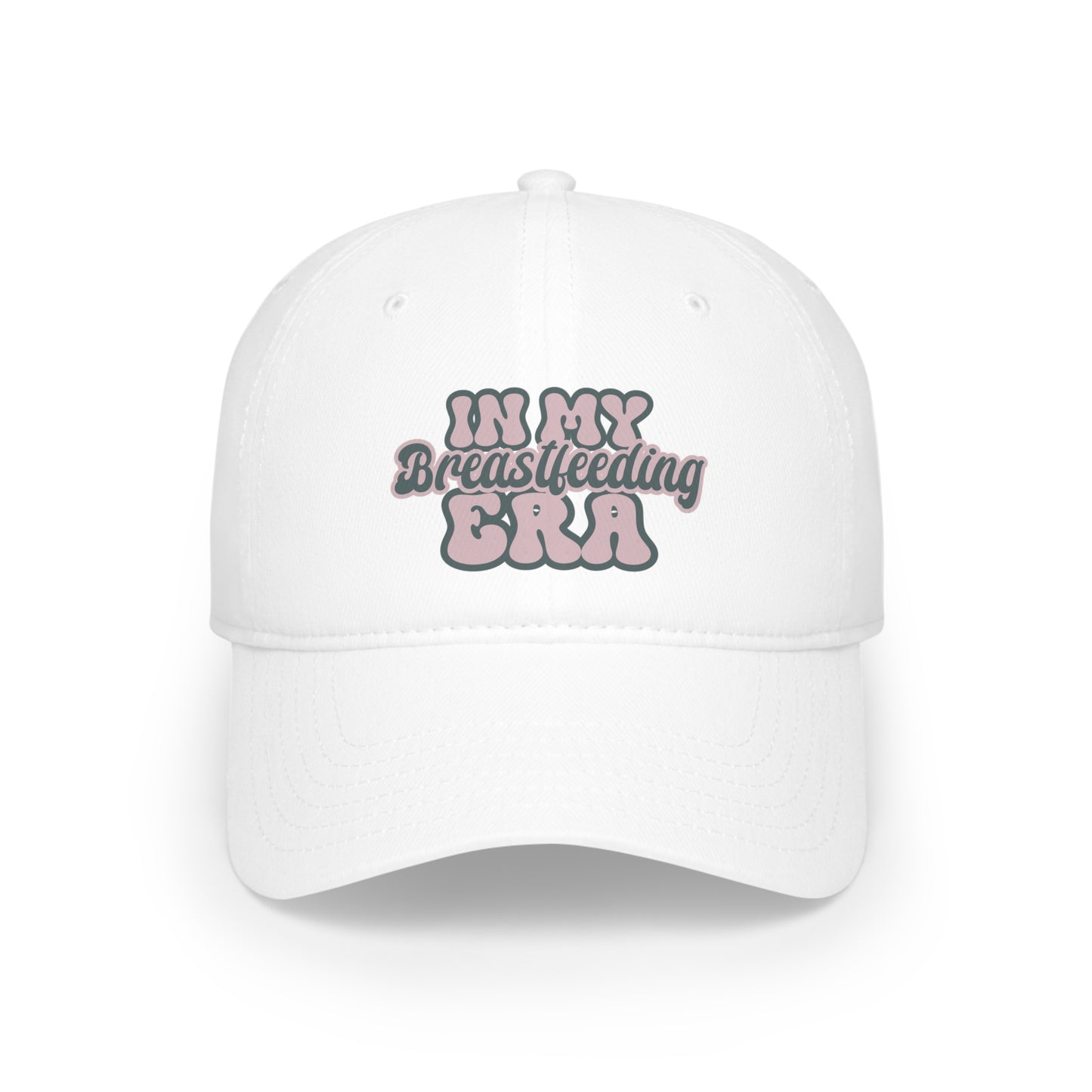 Hat for breastfeeding mothers that says In My Breastfeeding Era in retro lettering