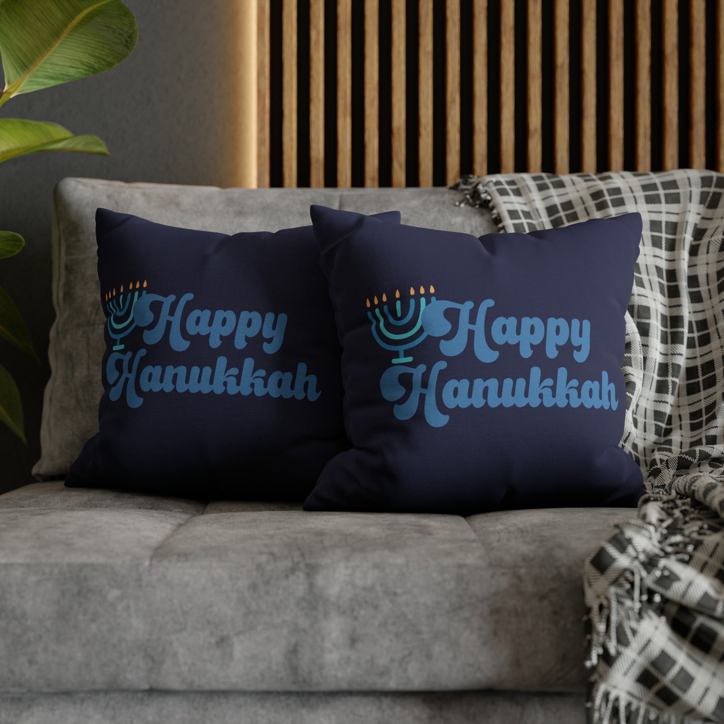 Retro "Happy Hanukkah" Hanukkah Pillow Cover