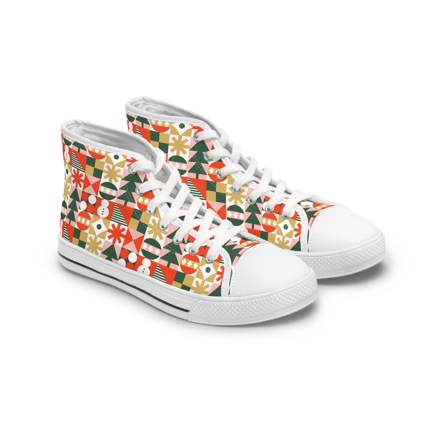 vintage christmas pattern women's high top christmas sneakers