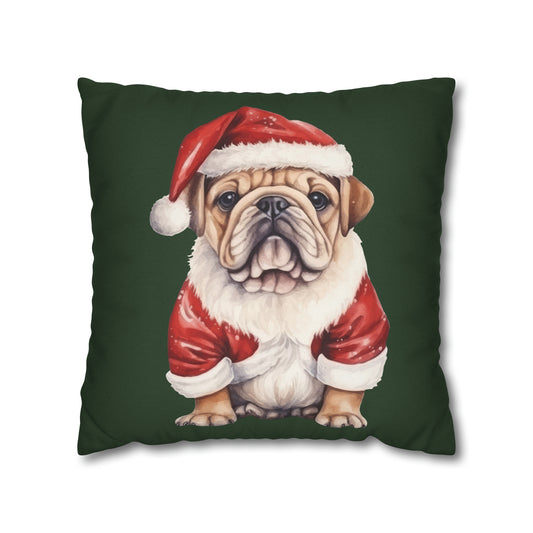 Bulldog Christmas Pillow Cover