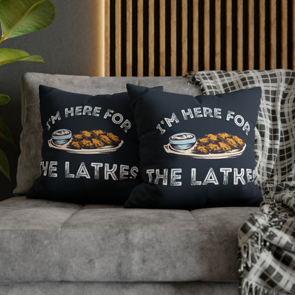 I'm here for the latkes hanukkah couch pillows on a couch