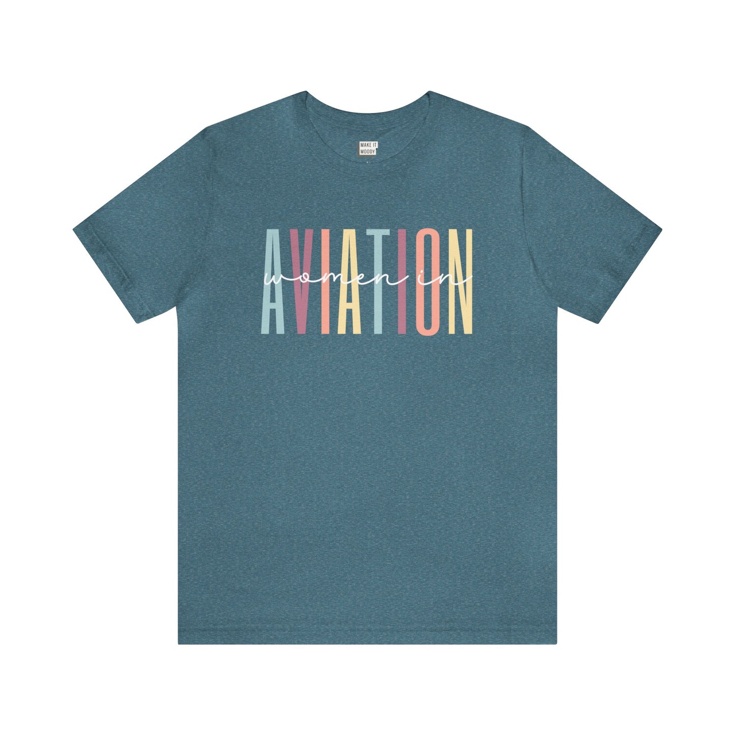 aviation tshirt, women in aviation, heather teal