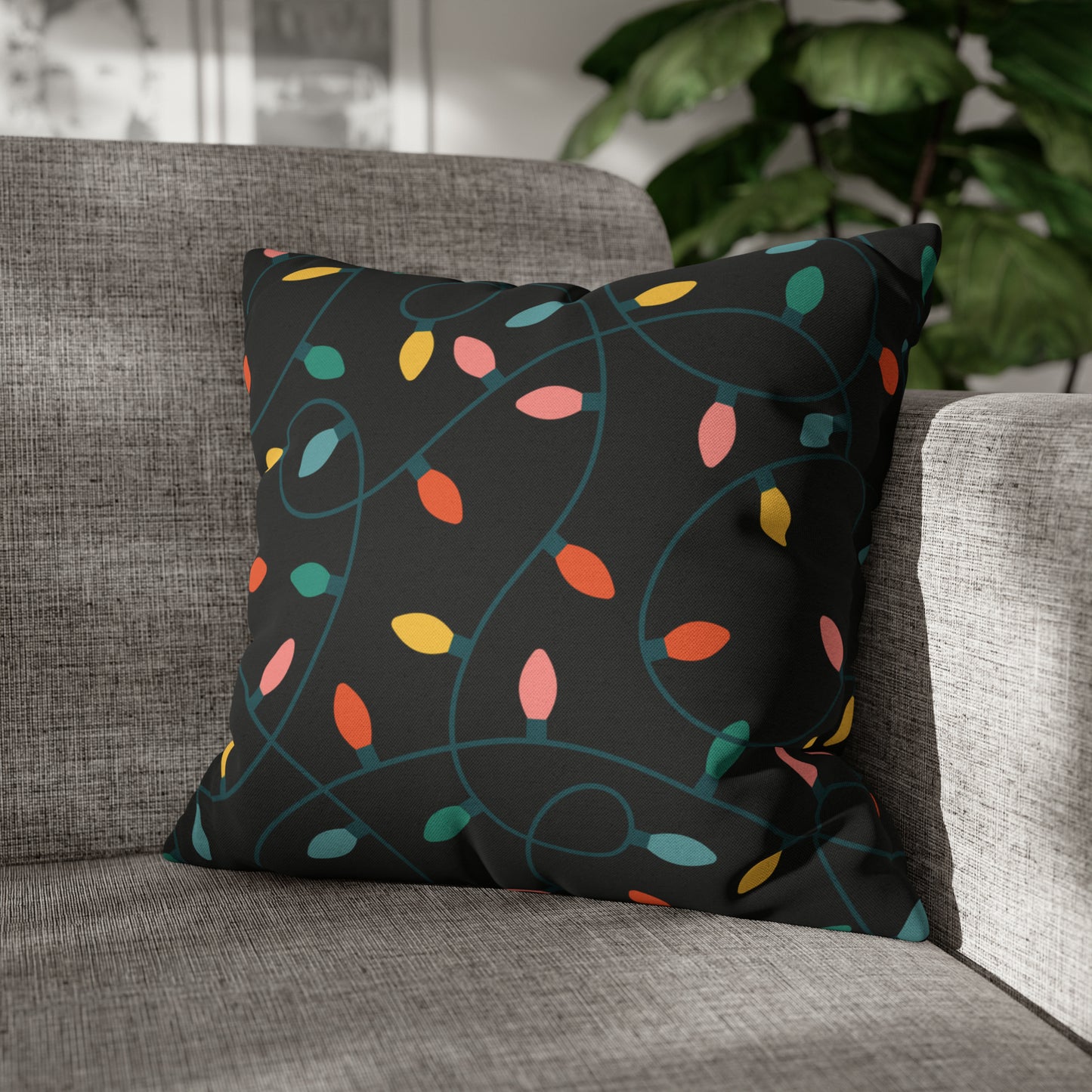 String Lights Christmas Pillow Cover
