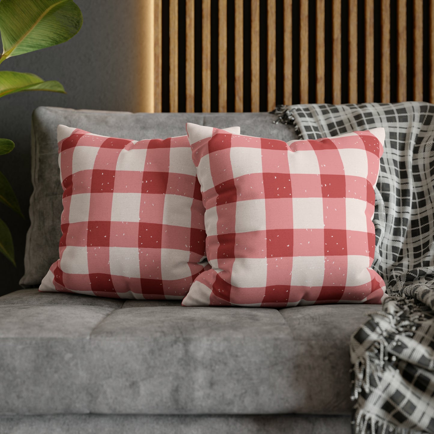 Distressed Gingham Christmas Pillow Cover