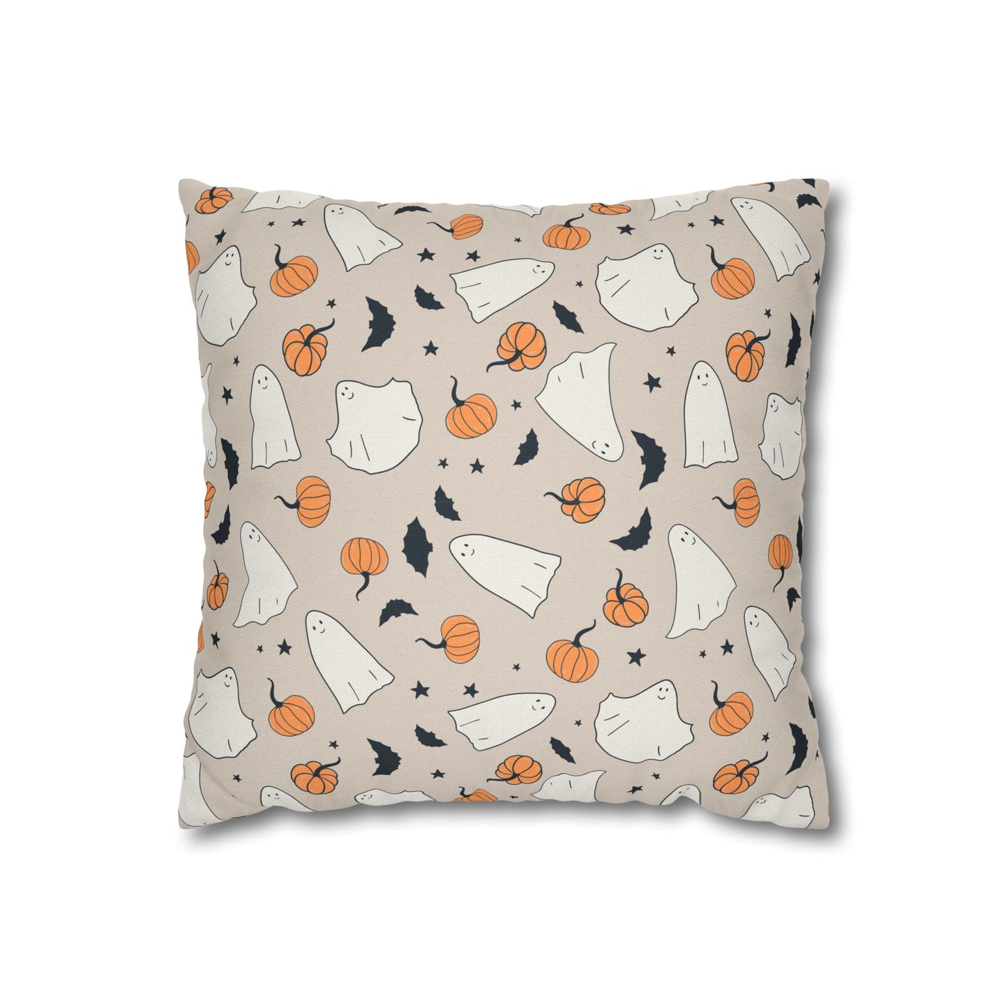 Retro Ghosts, Beige - Halloween Pillow Cover