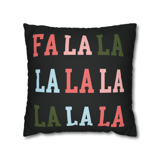"Fa La La" Christmas Pillow Cover, Black