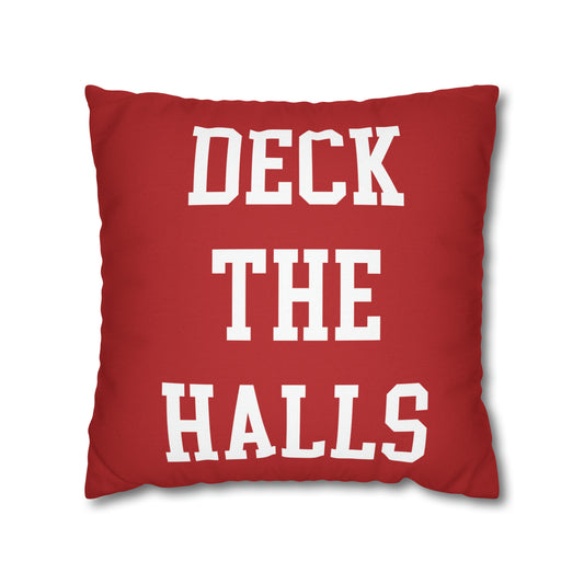 Deck The Halls Christmas Pillow Cover, Red