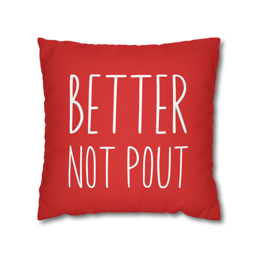 "Better Not Pout" Christmas Pillow Cover, Red
