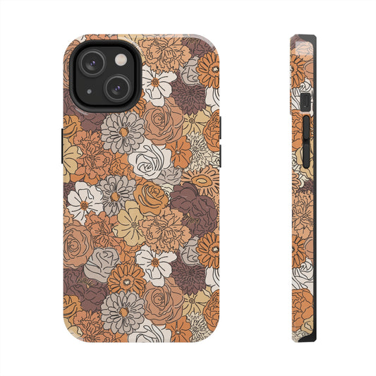 floral frenzy phone case with muted neutral colors and floral pattern