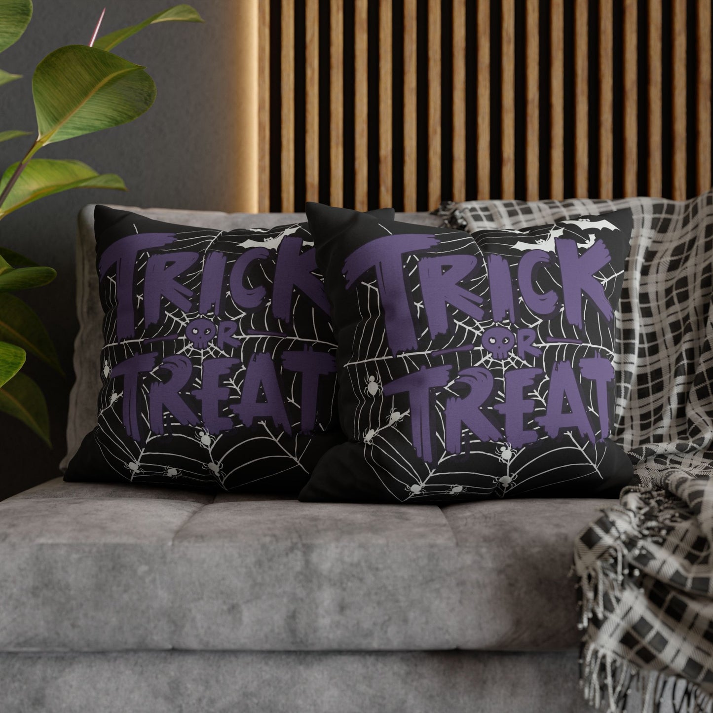 Trick-Or-Treat, Purple - Halloween Pillow Cover